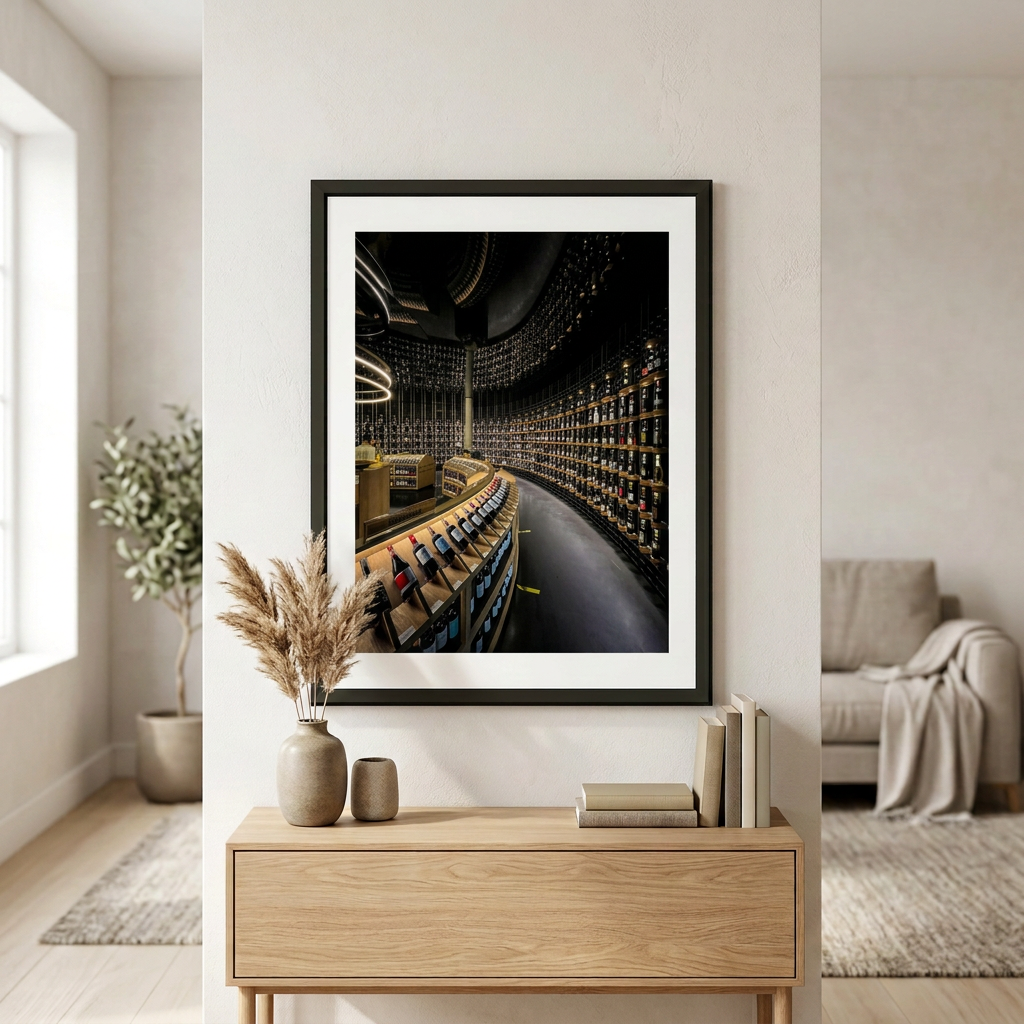 Fine art photography print of Cité du Vín by Nemet Studio. Framed wall art supporting conservation.