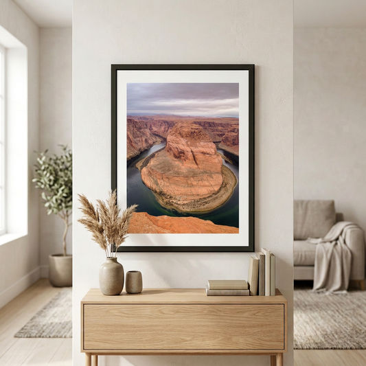 Fine art photography print of Horseshoe Bend by Nemet Studio. Framed wall art supporting conservation.