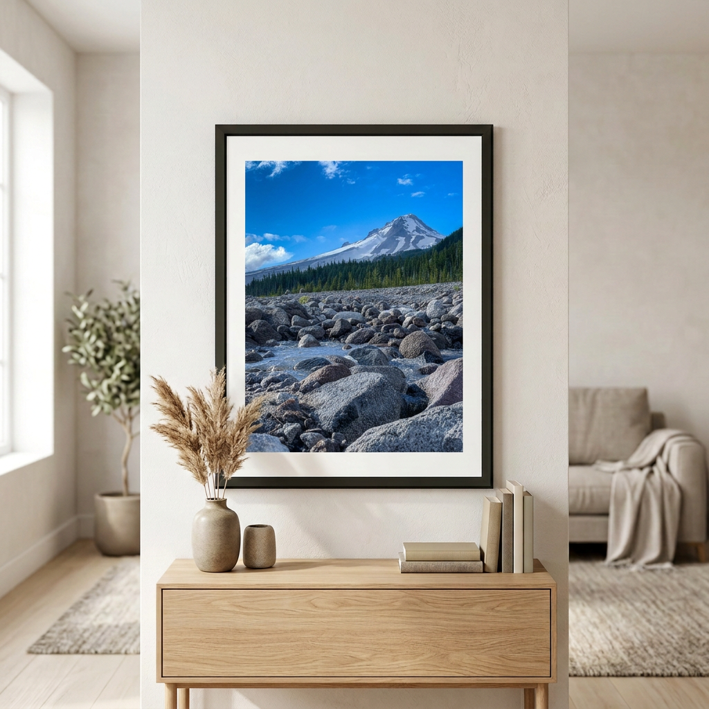 Fine art photography print of Mt. Hood by Nemet Studio. Framed wall art supporting conservation.