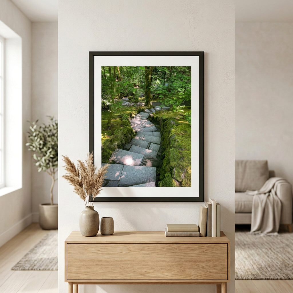Fine art photography print of Through the Garden by Nemet Studio. Framed wall art supporting conservation.