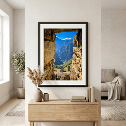 Fine art photography print of Window to the Andes by Nemet Studio. Framed wall art supporting conservation.
